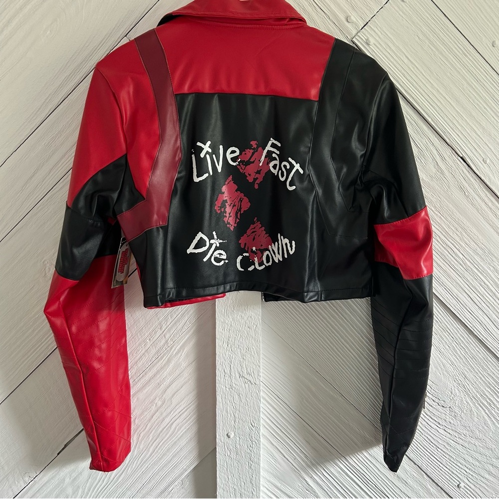 DC Comics Harley Quinn Suicide Squad Movie Red and Black Leather Biker Jacket